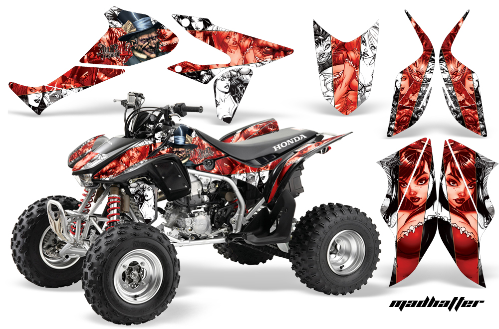 Honda TRX450 Graphics Kit WHITE REDSTRIPE-MADHATTER